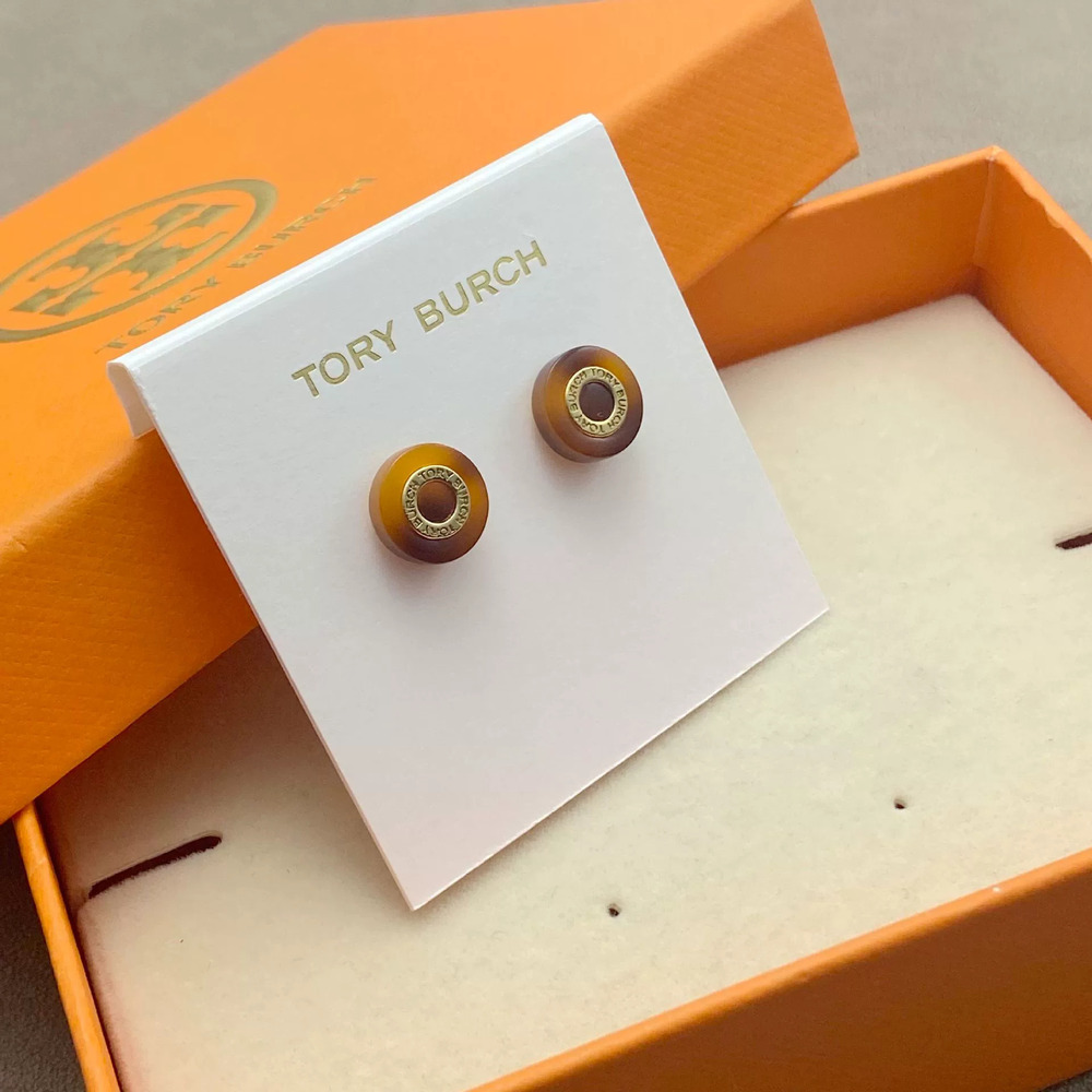 Tory Burch Vintage Leopard Print Round Stud Earrings For